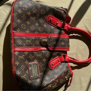 Brown and Red Hand Bag